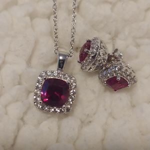 Garnet necklace & earring set